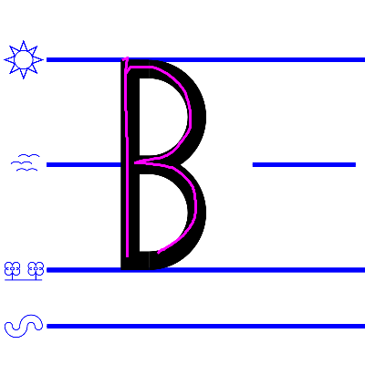 An image domonstrating how to write a uppercase "B".