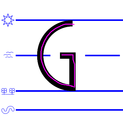 An image domonstrating how to write a uppercase "G".