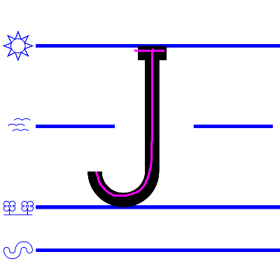 An image domonstrating how to write a uppercase "J".
