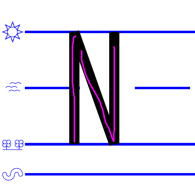 An image domonstrating how to write a uppercase "N".