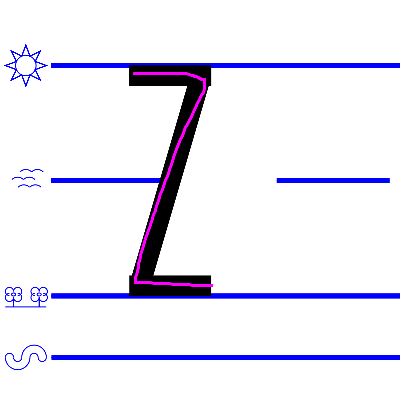 An image domonstrating how to write a uppercase "Z".